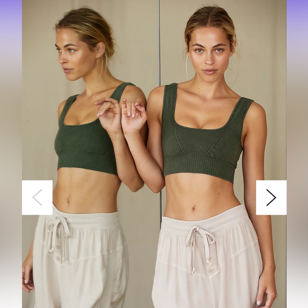 Free People FP Movement Good Karma Square-Neck Bra in Secret Moss size m/l